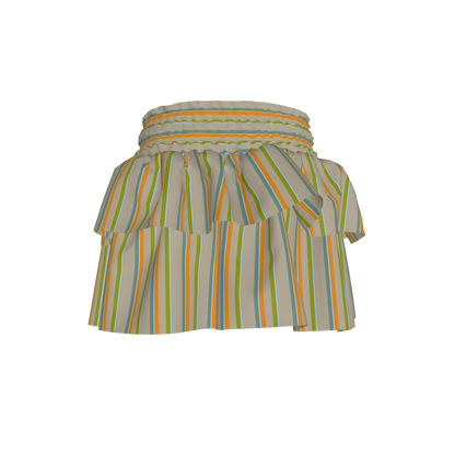 Kid's Smocked Skirt in Stripes Earthtones in Light Cotton Slub