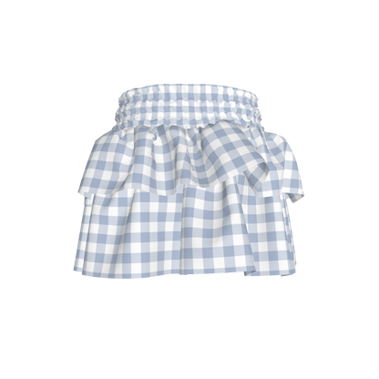 Smocked Ruffle Skirt in Pastel Blue Gingham