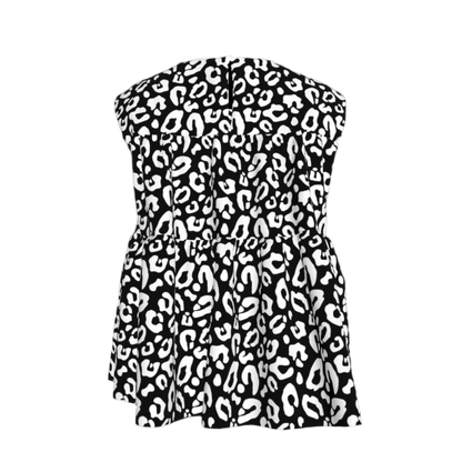 Kid's Sleeveless Ruffle Top in Black Kitty Cat Dreamer
