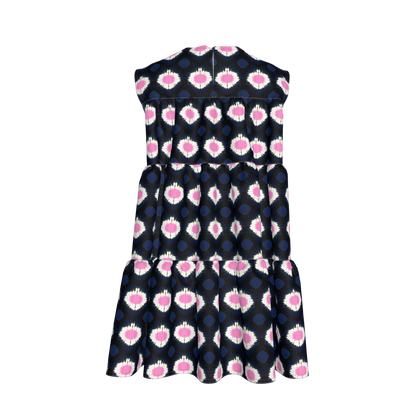 Kid's Ruffle Dress in Ink Tie Dye