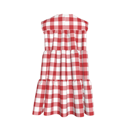 Ruffle Dress without Lining in Red Gingham