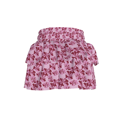 Kid's Smocked Skirt in Tropical Cayena Pink in Light Cotton Slub