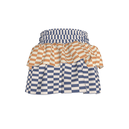 Blue & Yellow Gingham Ruffle Skirt