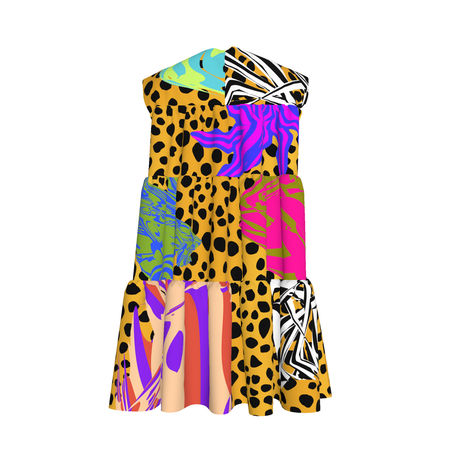 BruceGlen Cheetah Scramble Tiered Dress