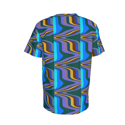 Kid's Pocket T-Shirt in Fun Retro Blues in Cotton Spandex Lightweight Jersey