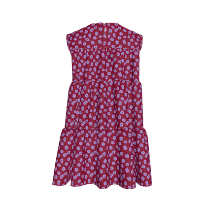 Kid's Ruffle Dress in Micro Purple Poppies