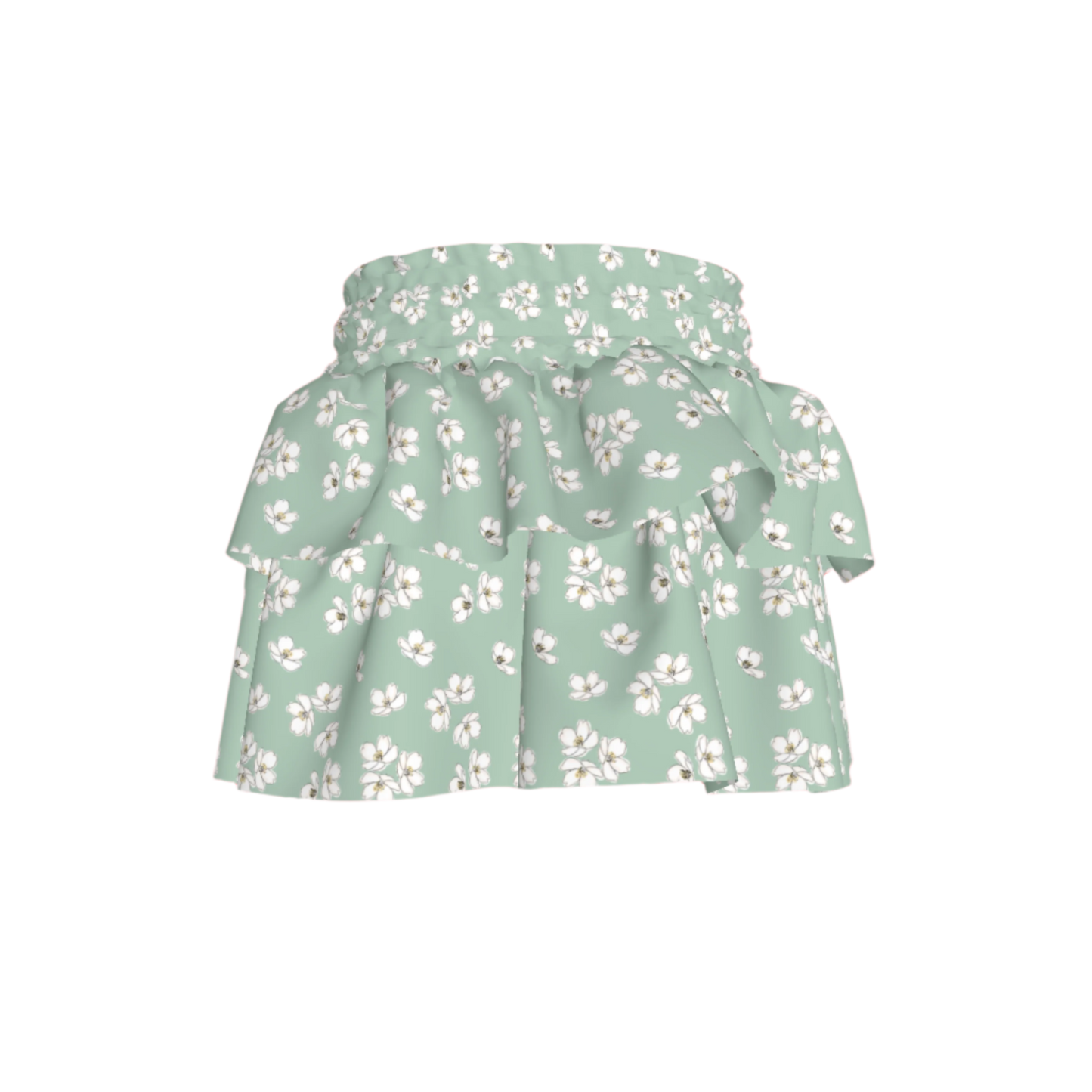 Kid's Smocked Ruffle Skirt in Sage Primrose