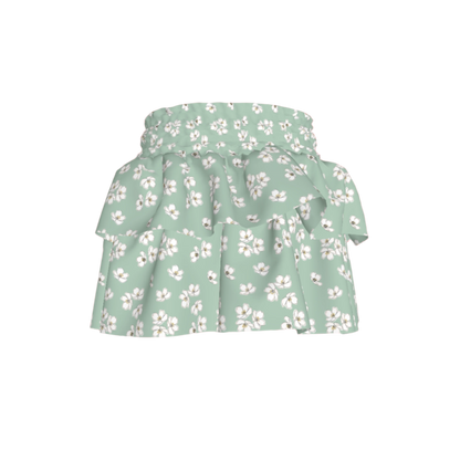 Kid's Smocked Ruffle Skirt in Sage Primrose