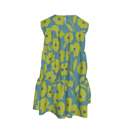 Teal & Green Ruffle Dress with Lining