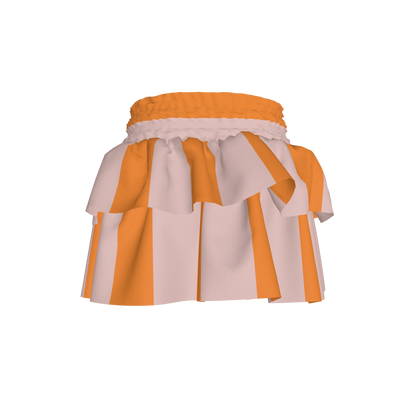 Pink & Orange Stripes Ruffle Skirt