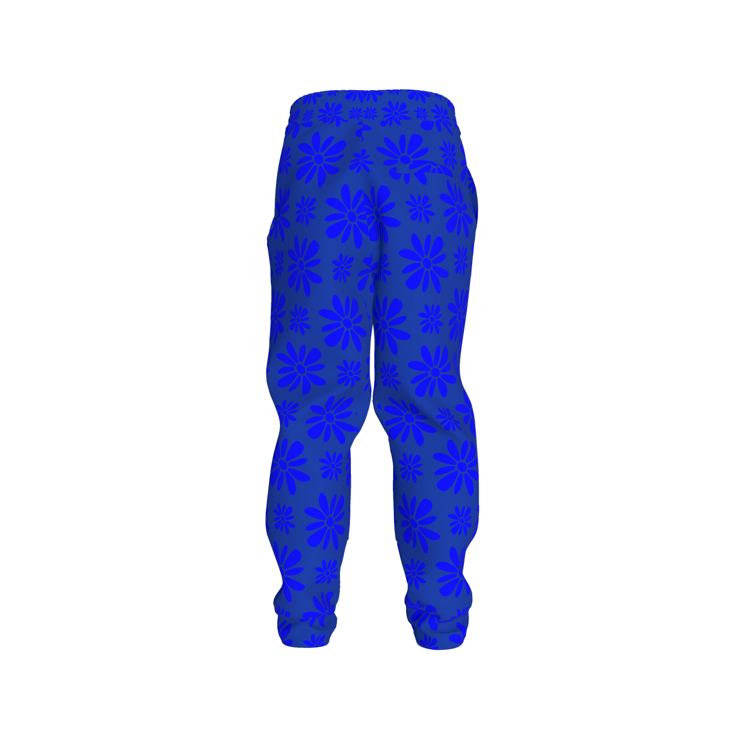 Kid's Jogger in Flower Bloom Bright Blue in Heavy French Terry White