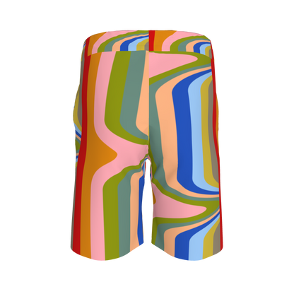 Kid's Knit Shorts in Fun Retro in Organic Cotton Pique