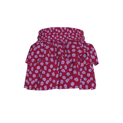 Kid's Smocked Ruffle Skirt in Micro Purple Poppies