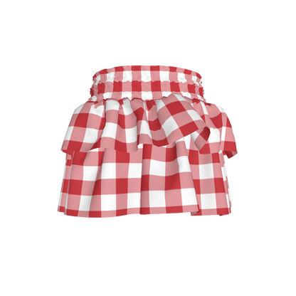 Smocked Ruffle Skirt in Red Gingham