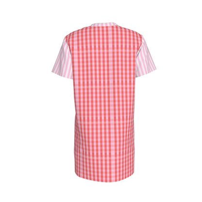 Pink Gingham Shirt Dress
