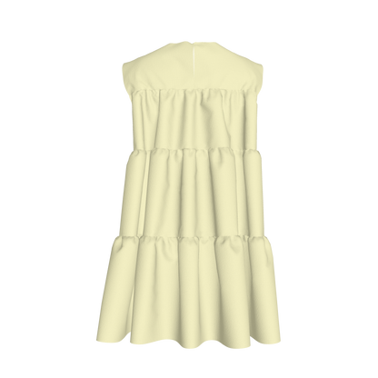 Ruffle Dress without Lining in Solid Pastel Yellow
