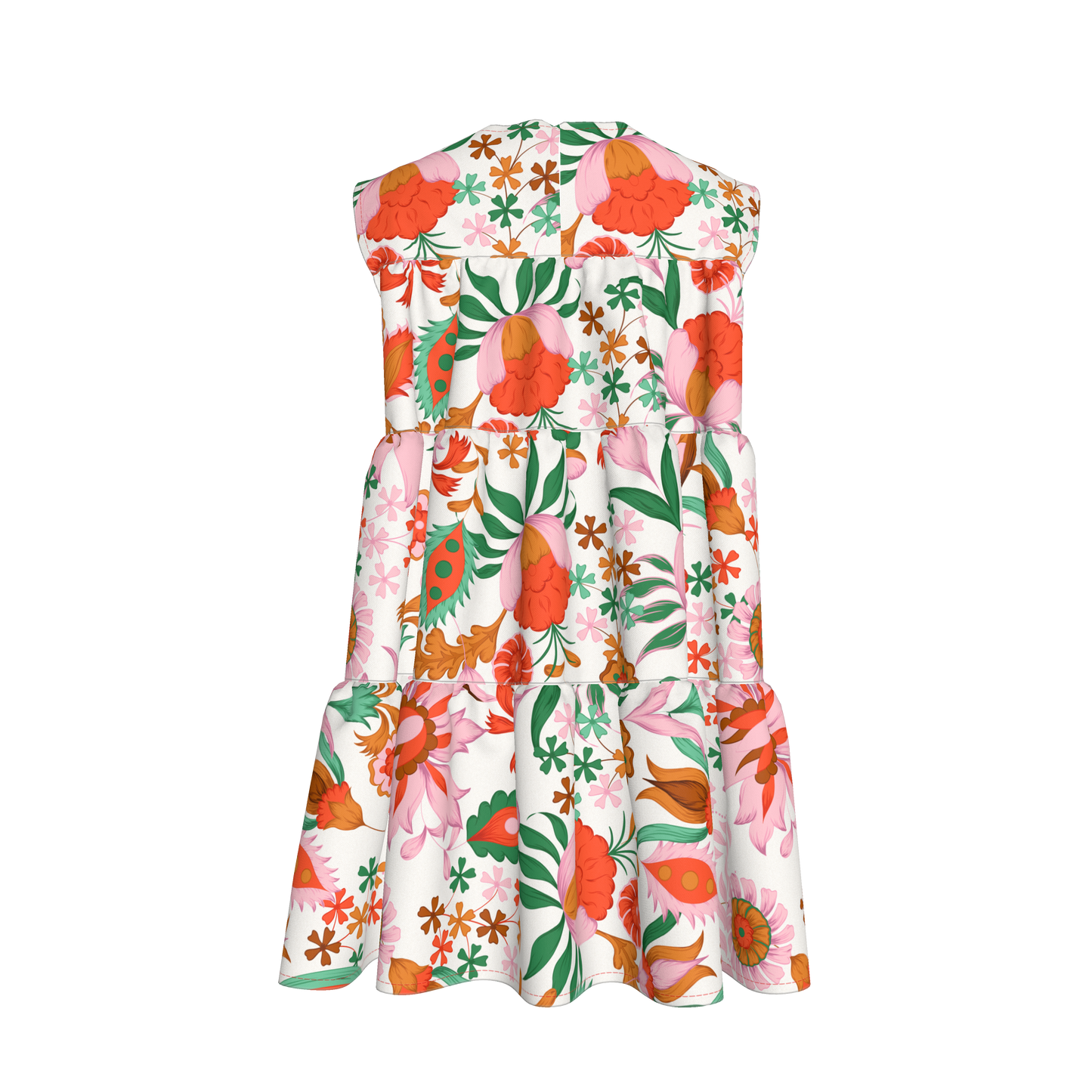 Kid's Ruffle Dress in Ecru Dutch Blossoms