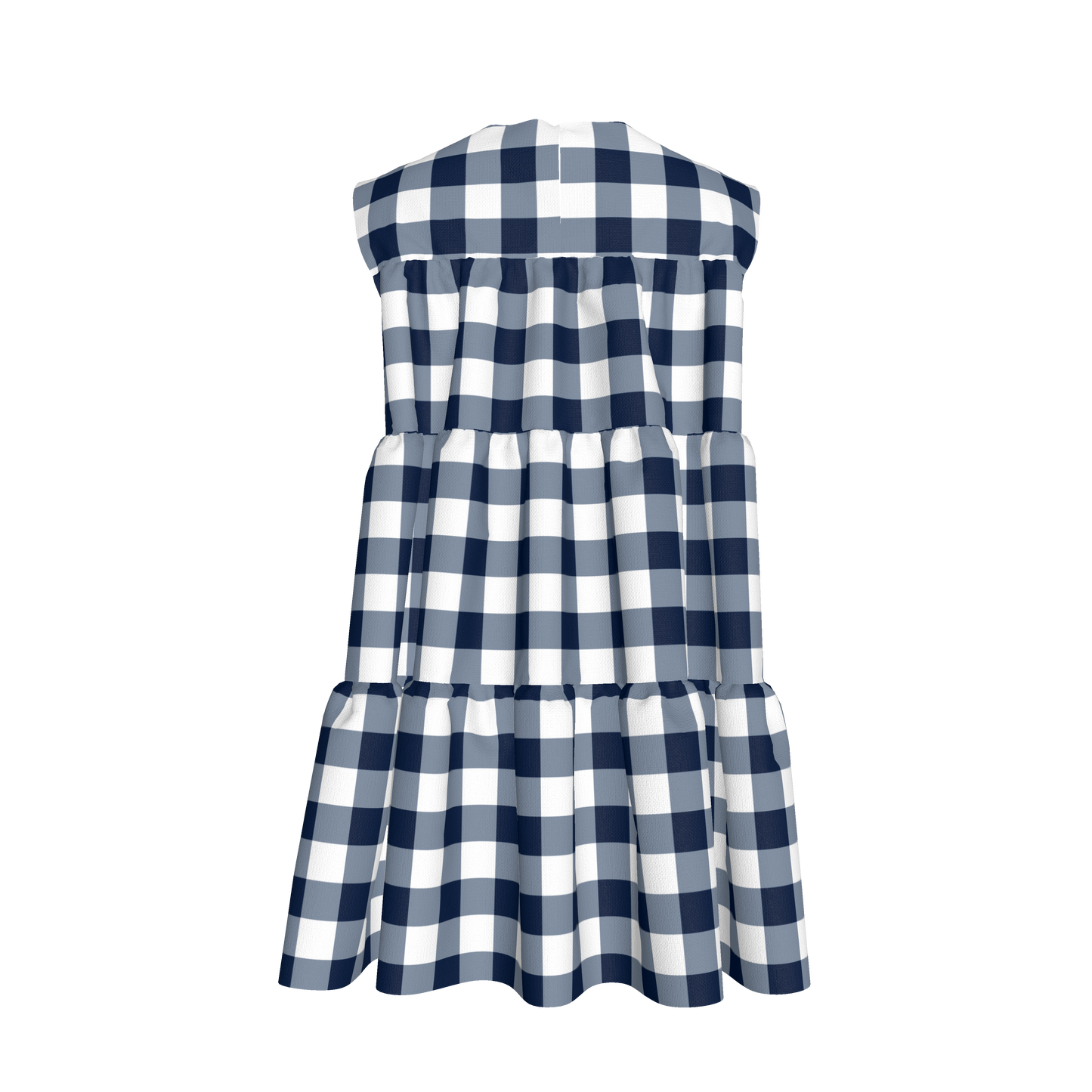Ruffle Dress without Lining in Navy Gingham