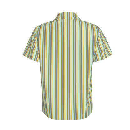 Kid's Polo in Stripes Light Blue & Orange in Organic Cotton Pique