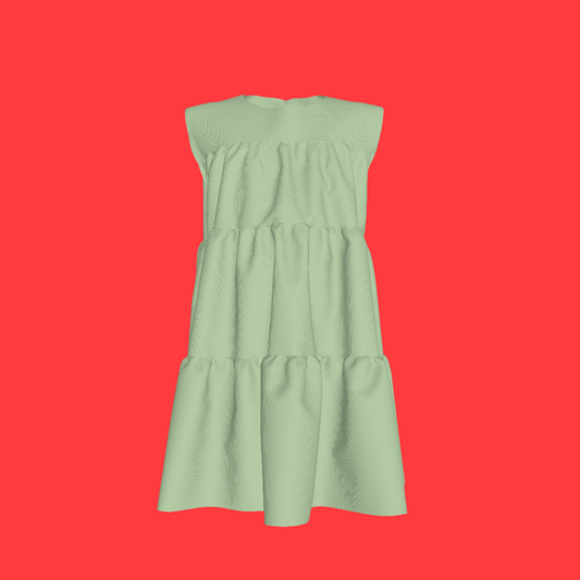 Ruffle Dress without Lining in Solid Pastel Green