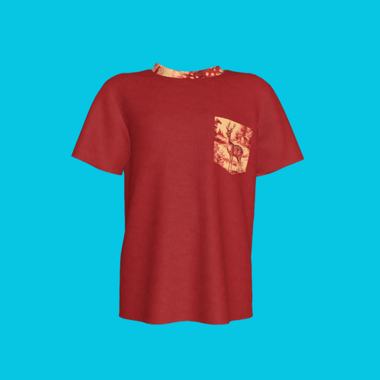 Red Adventure Deer Pocket Tee