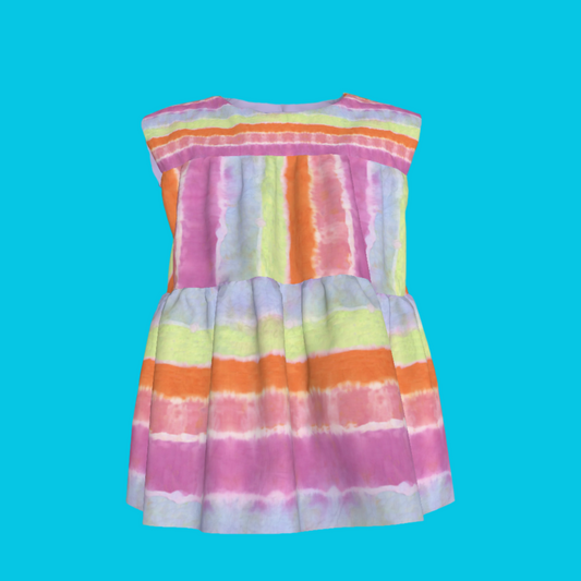 Rainbow Tie-Dye Sleeveless Ruffle Top
