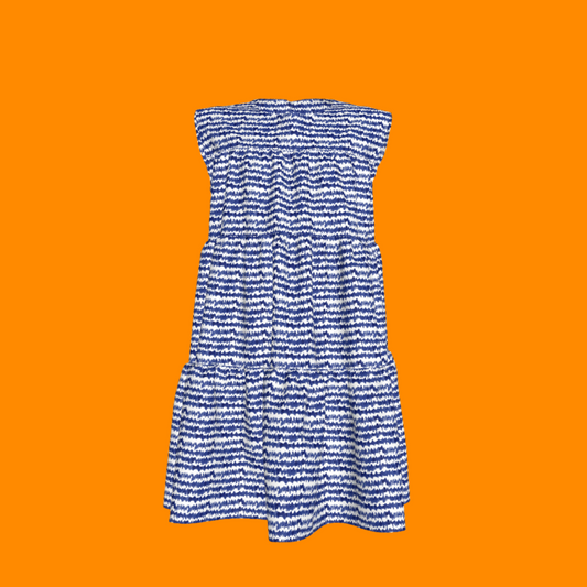 Kid's Ruffle Dress With Lining in Cobalt Sound