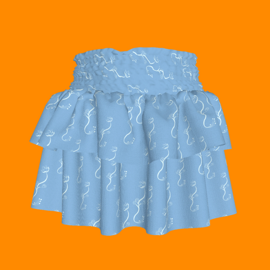 Kid's Smocked Skirt in Bloom Light Blue in Light Cotton Slub