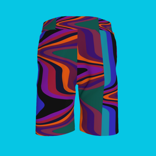 Kid's Knit Shorts in Fun Retro Purple in Organic Cotton Pique