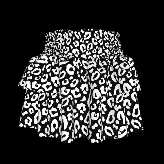 Kid's Smocked Ruffle Skirt in Black Kitty Cat Dreamer