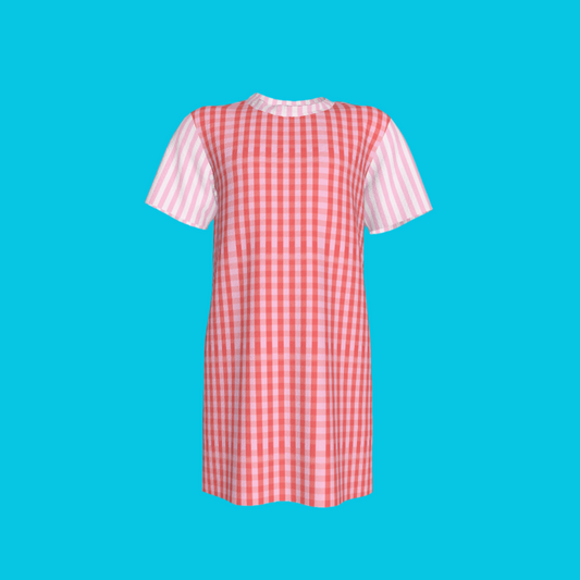 Pink Gingham Shirt Dress