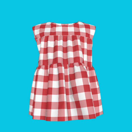 Sleeveless Ruffle Top in Red Gingham