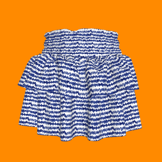 Kid's Smocked Ruffle Skirt in Cobalt Sound