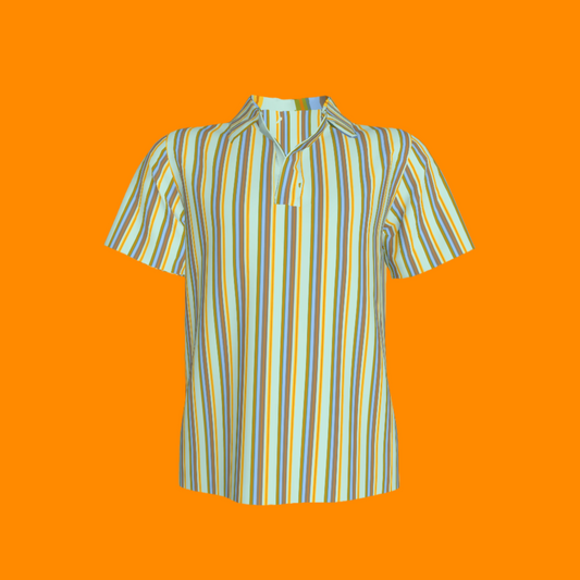Kid's Polo in Stripes Light Blue & Orange in Organic Cotton Pique