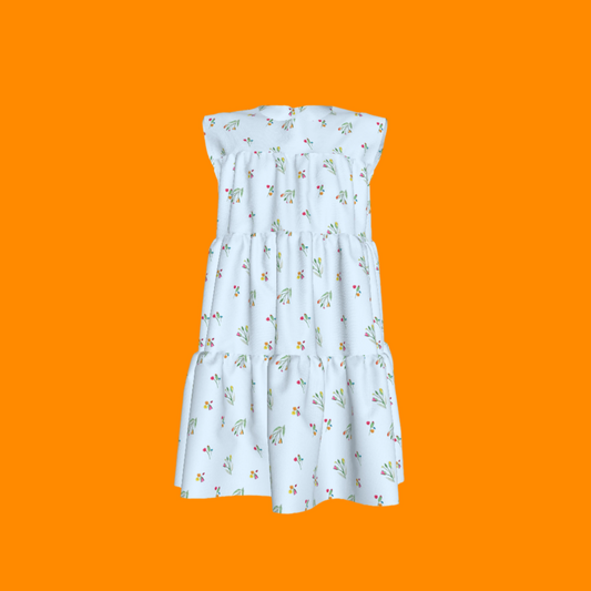 Kid's Ruffle Dress With Lining in Sky Blue