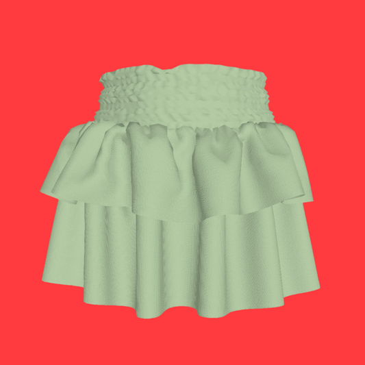 Smocked Ruffle Skirt in Solid Pastel Green