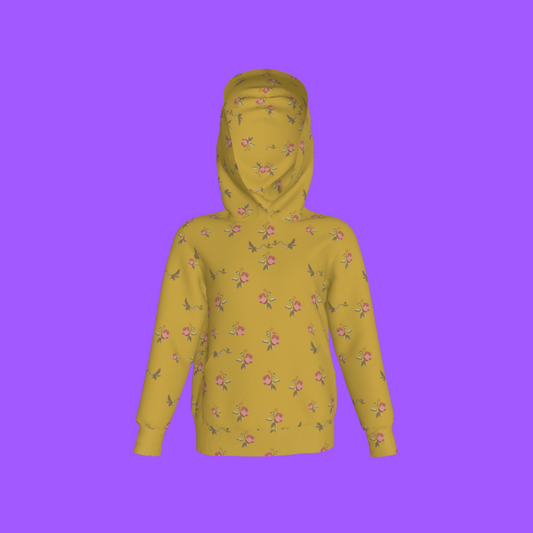 Kid's Pullover Hoodie in Belle Bloom Yellow in Fleece Back Stretch Organic Terry