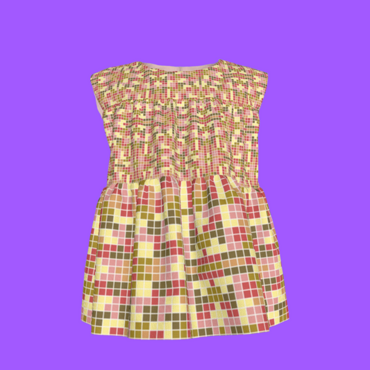 Pixel Sleeveless Ruffled Top