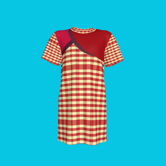 Yellow & Red Gingham T-shirt Dress