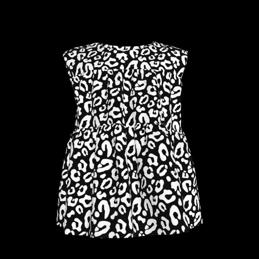 Kid's Sleeveless Ruffle Top in Black Kitty Cat Dreamer