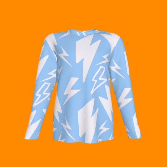 Thunder Sky Blue Long Sleeve Cotton-Spandex Lightweight Jersey
