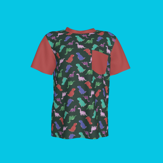 Red Dino Party Pocket T-Shirt
