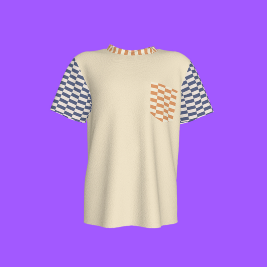 Blue & Yellow Gingham Mix Pocket T-shirt