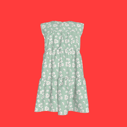 Kid's Ruffle Dress in Sage Primrose