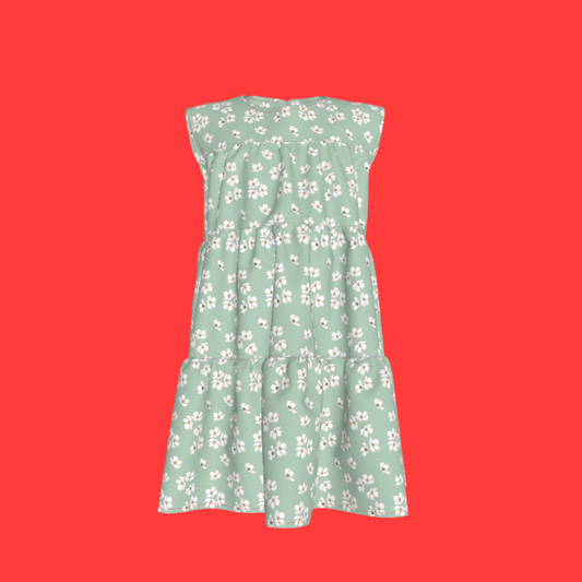 Kid's Ruffle Dress in Sage Primrose