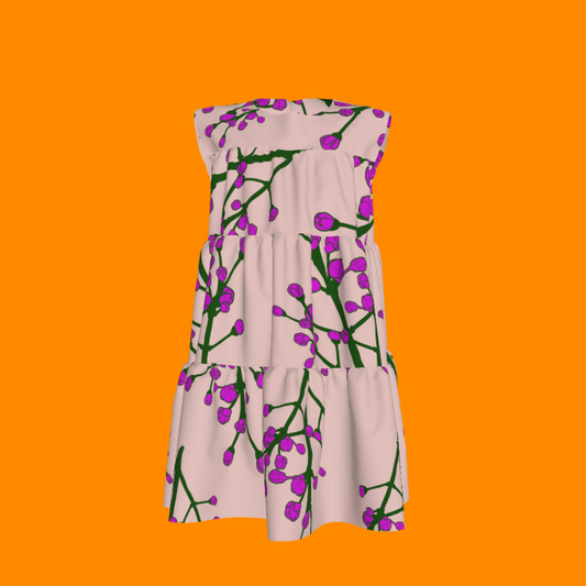 Floral Lilac Ruffle Dress with Lining