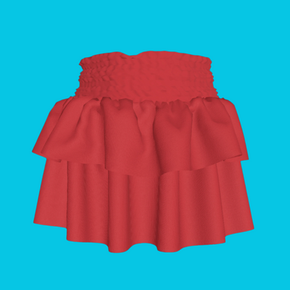 Smocked Ruffle Skirt in Solid Red