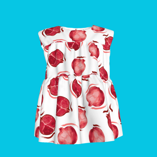 Kid's Sleeveless Ruffle Top in Spring Pomegranates