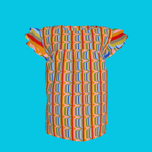 Kid's Ruffled Sleeve Top in Fun in Light Retro Cotton Slub