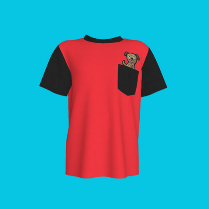Puppy Pocket Pal Tee in Poppy